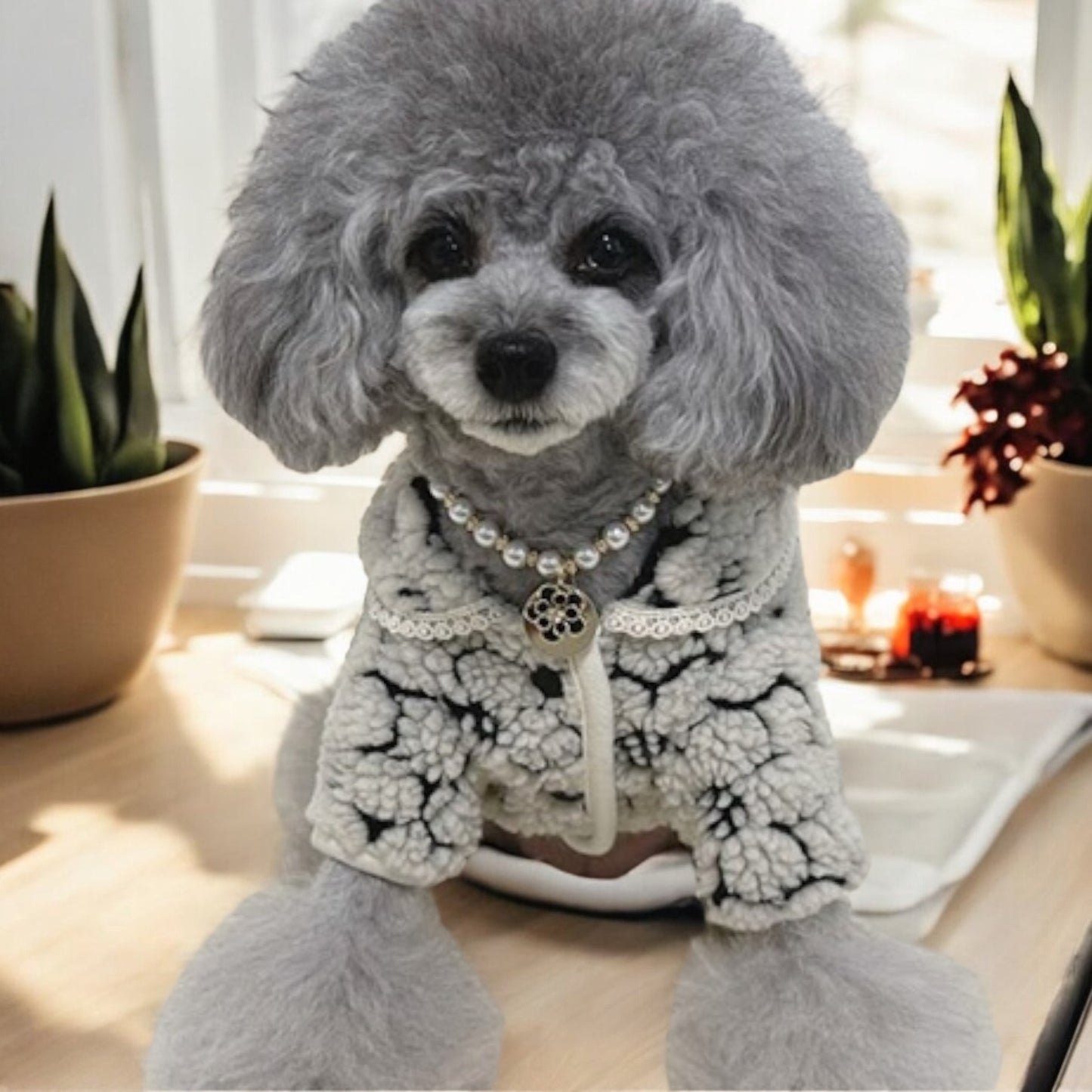 Flauschige Blumen-Fleece-Cardigan