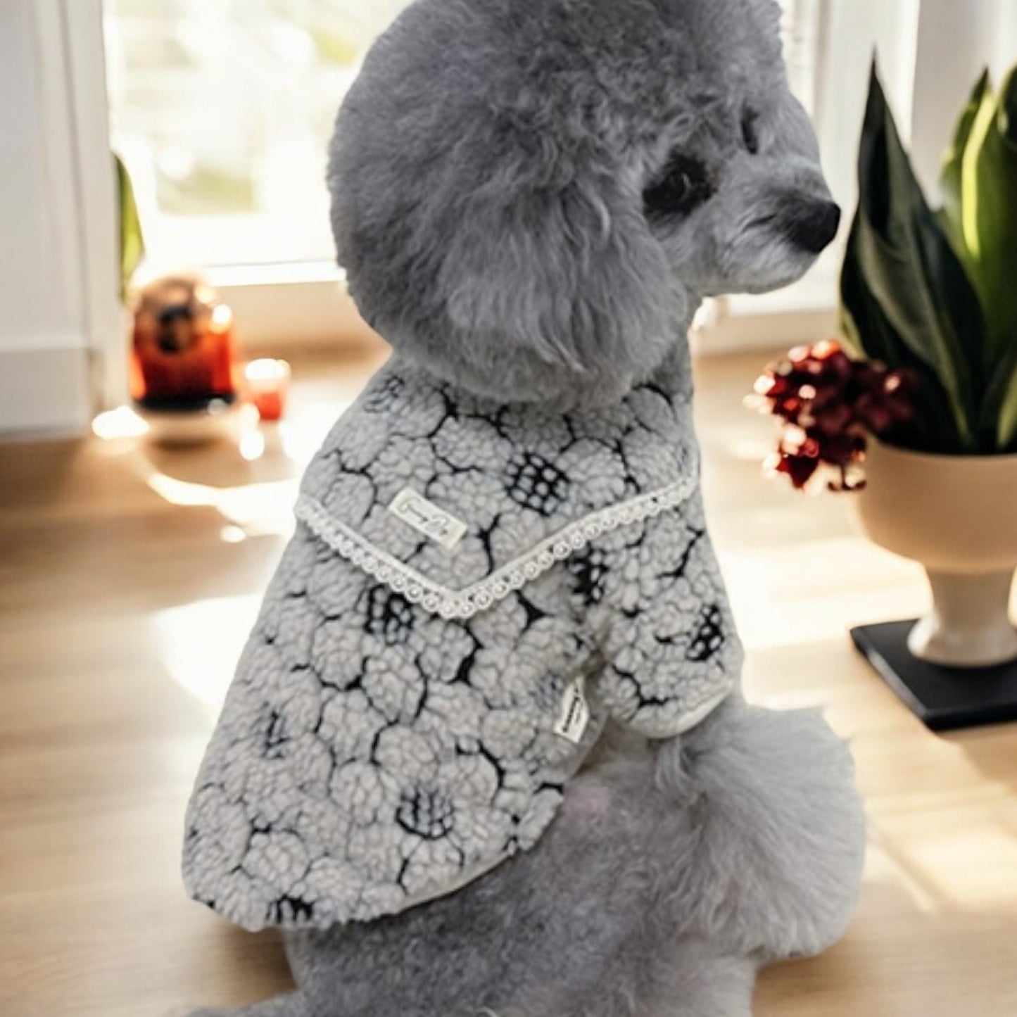 Flauschige Blumen-Fleece-Cardigan